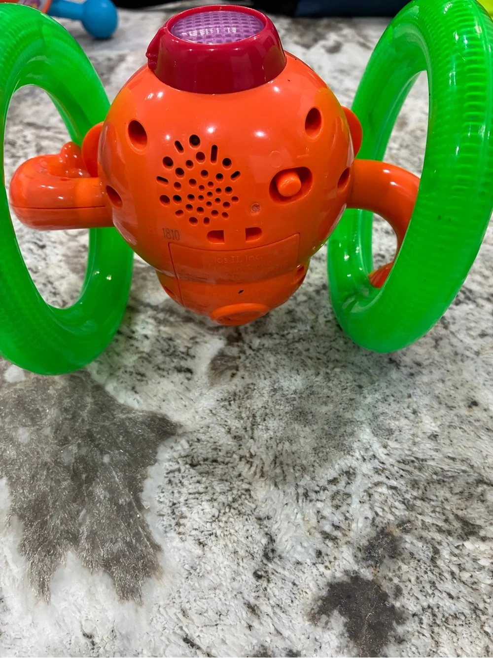 Bright Starts Orange Monkey Rattle Toy with Green Rings- TESTED